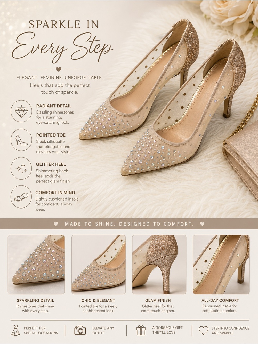 💛 Tevolio Women’s Eden Jeweled Illusion Pumps